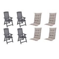 Gartenstuhl-set Tampa+auflagen Set - Taupe/Anthrazit, MODERN, Kunststoff/Textil (44/111/50cm) - Gardenson