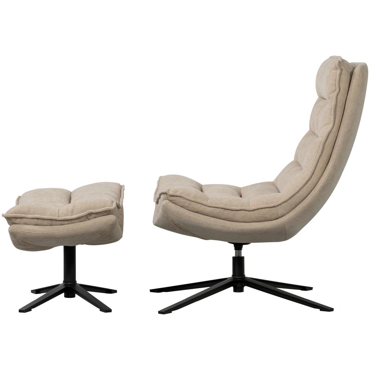 Sesselset Kube Naturfarben B: 77cm - Schwarz/Naturfarben, Design, Textil (77/97/69cm) - Livetastic