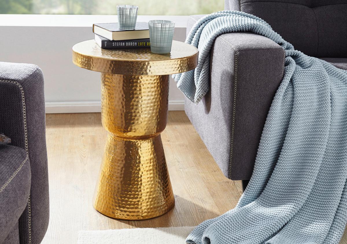 Odkladací stolek DELYLA v orientálním stylu - barvy zlata, Lifestyle, kov (43/43/59cm) - MID.YOU