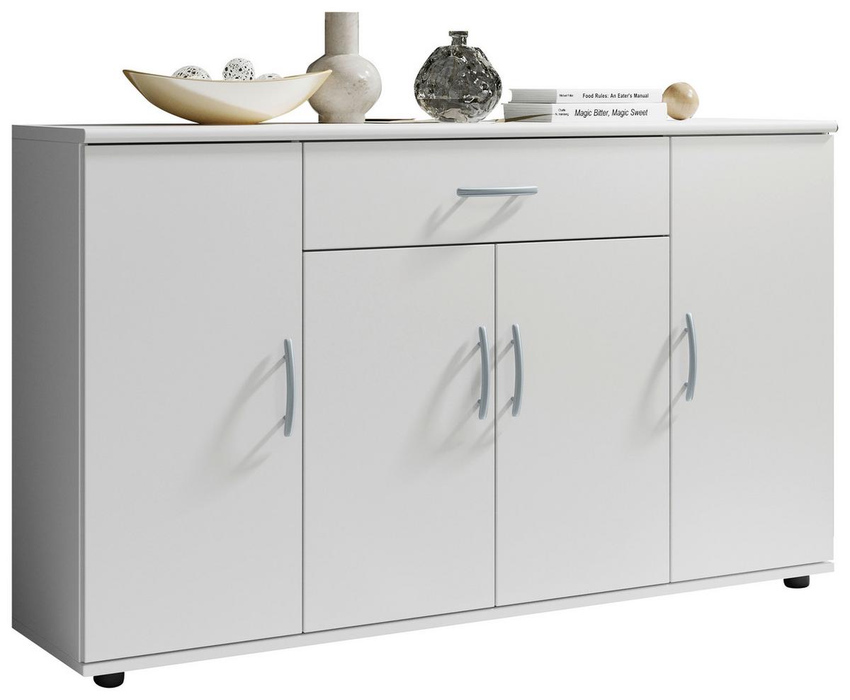 Kommode 118 cm Lilly Weiß - Silberfarben/Weiß, KONVENTIONELL, Holzwerkstoff (118/70/30cm) - Livetastic