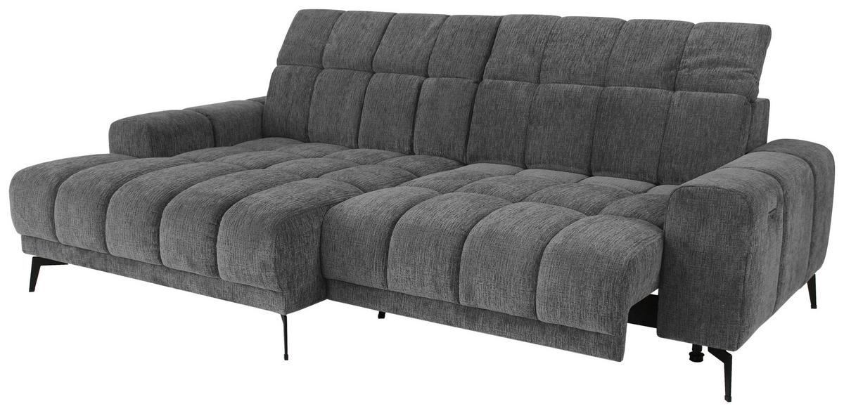 Rohová sedačka LAYA, levá, antracitová žinylka KANSAS - antracitová, Moderní, textil (155/250cm) - Premium Living
