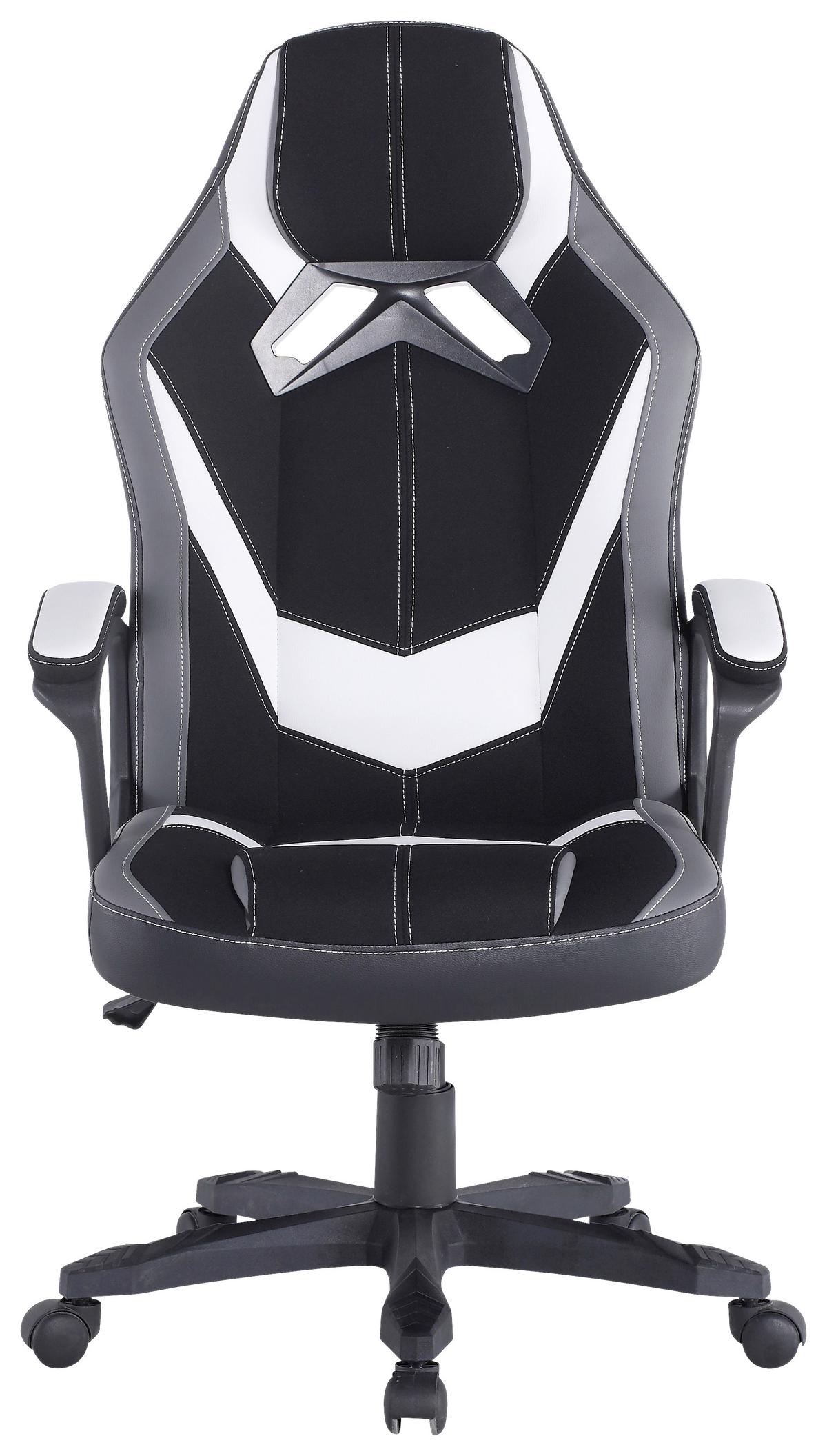 Gaming Stuhl Livetastic Yale Grau/Schwarz/Weiß - Schwarz/Weiß, Design, Kunststoff/Textil (64,5/112-122/69cm) - Livetastic