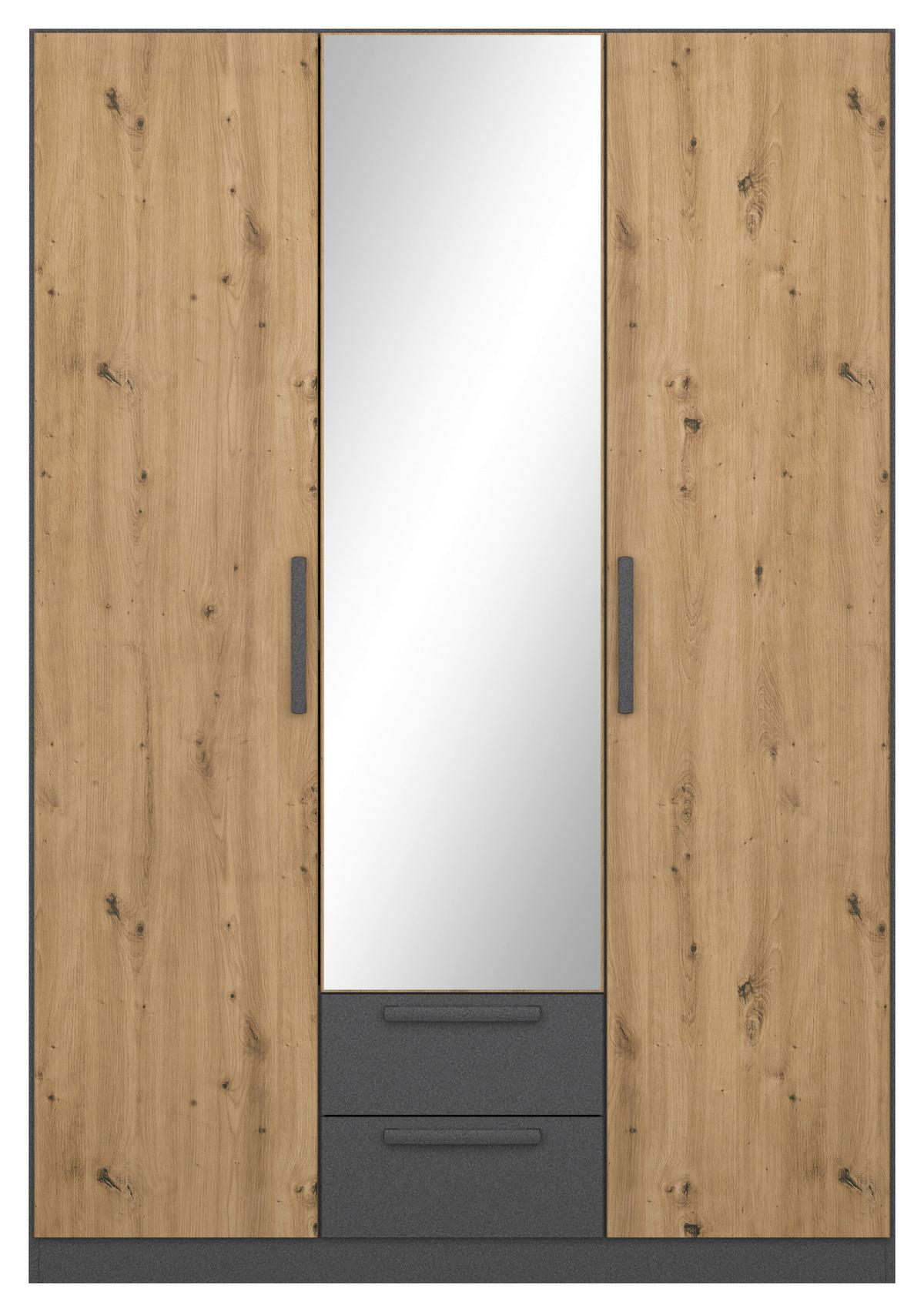 Drehtürenschrank Style-Up Eiche Artisan/Grau B: 136cm - Eiche Artisan/Grau, MODERN, Holzwerkstoff (136/197/54cm) - Rauch Möbel