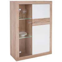 VITRÍNA MALTA - bílá/barvy dubu, Moderní, kompozitní dřevo/plast (96/132/35cm)