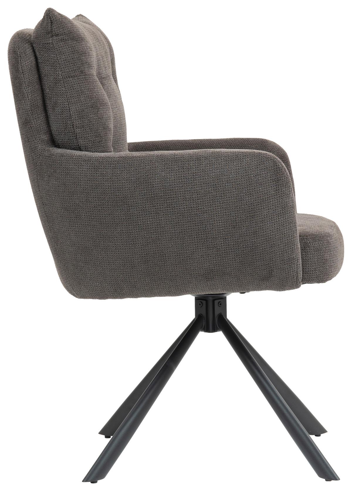 Armlehnstuhl Lina Anthrazit Sitzfl. 180°drehb.,b: 60cm - Dunkelgrau/Anthrazit, KONVENTIONELL, Textil/Metall (60/95/67cm) - MID.YOU