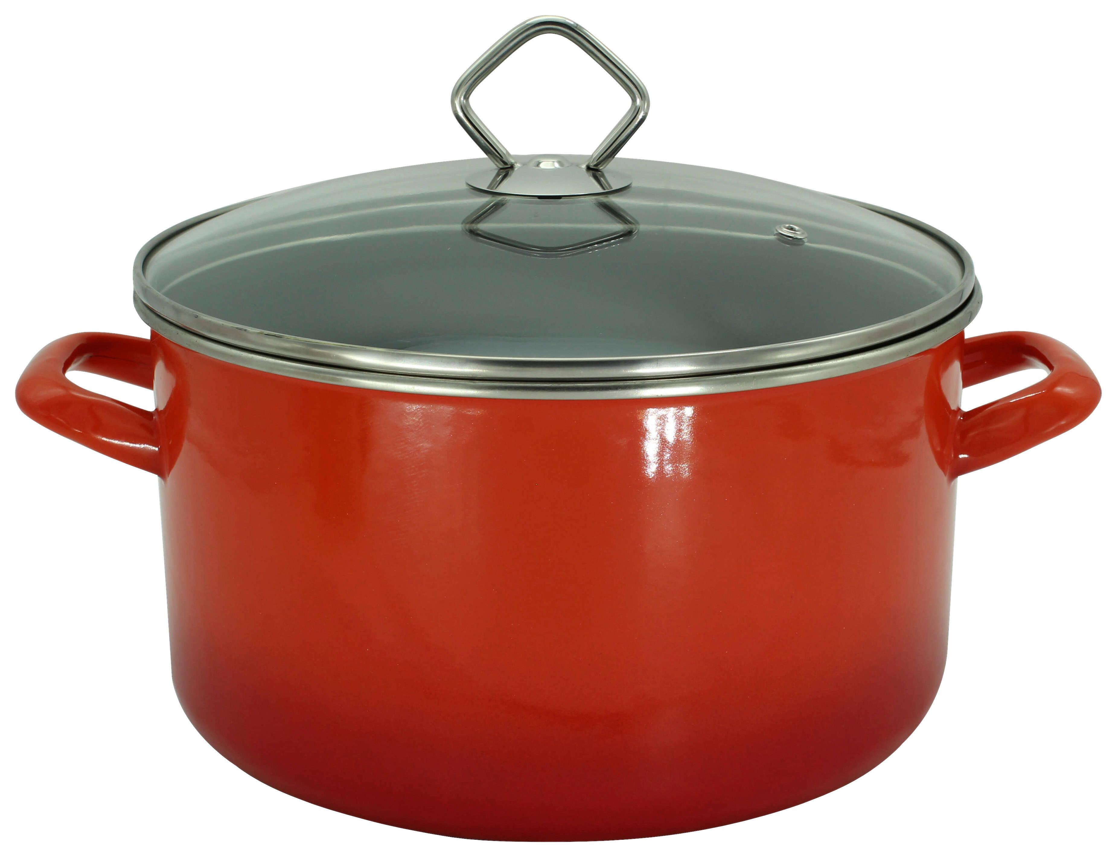 Fleischtopf Rot D: 24 cm Rund - Rot, Basics, Glas/Metall (24cm)