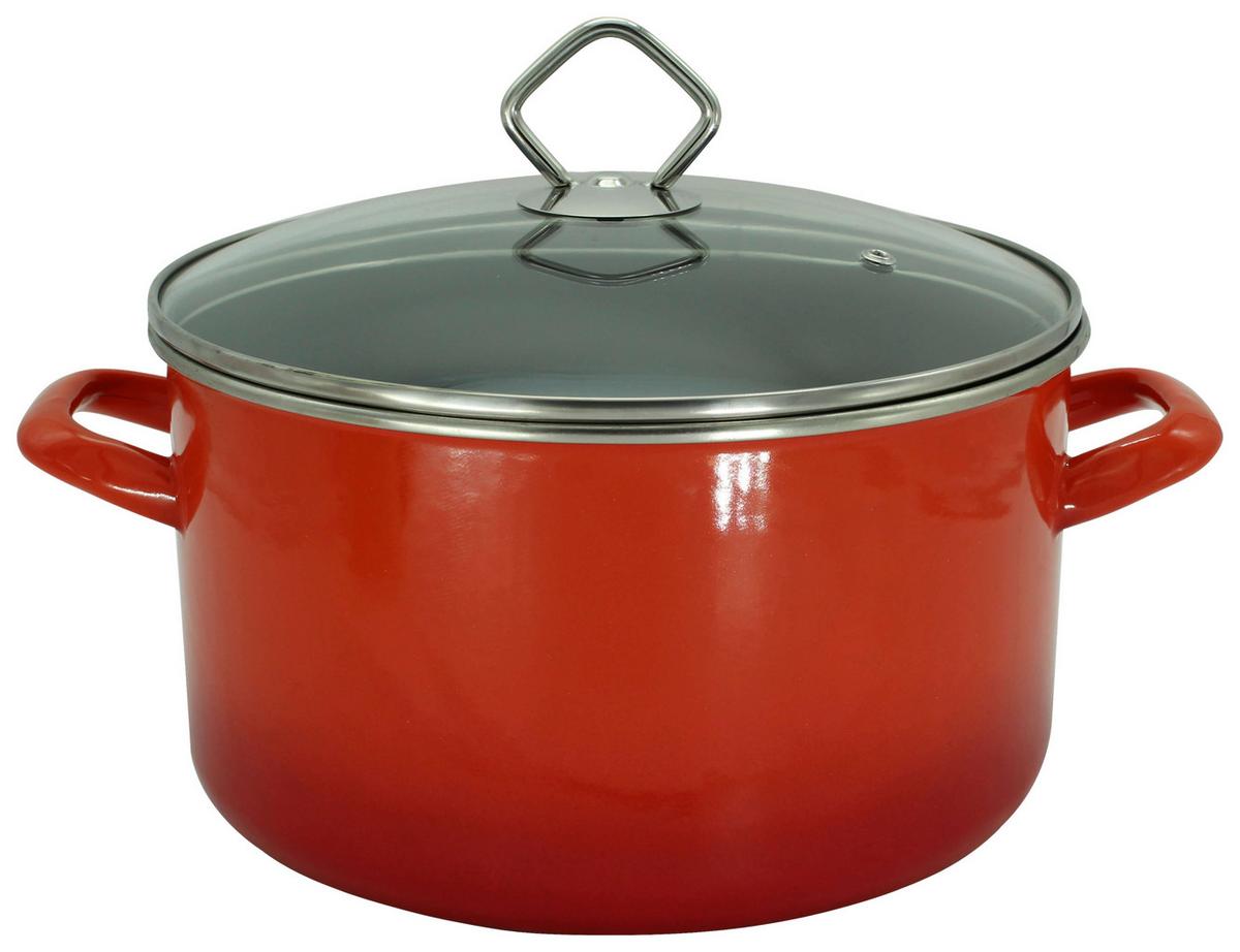 Fleischtopf Rot D: 24 Cm Rund - Rot, Basics, Glas/Metall (24cm)