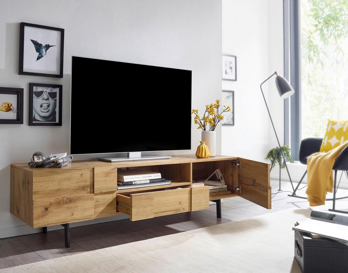 Lowboard Wohnling B: 160 Cm Braun - Schwarz/Braun, MODERN, Holzwerkstoff (160/46/43cm) - MID.YOU