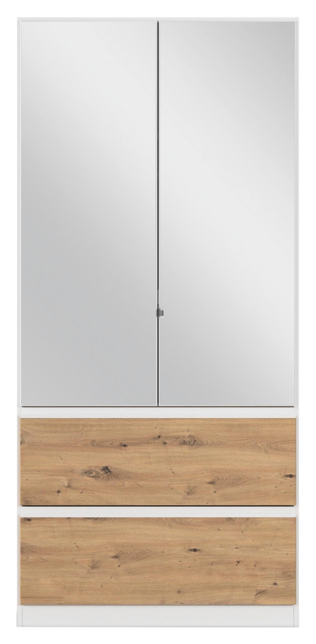 Drehtürenschrank Costa Weiß Eiche Artisan Dekor - Eiche Artisan/Weiß, MODERN, Holzwerkstoff (91/197/54cm) - Rauch Möbel