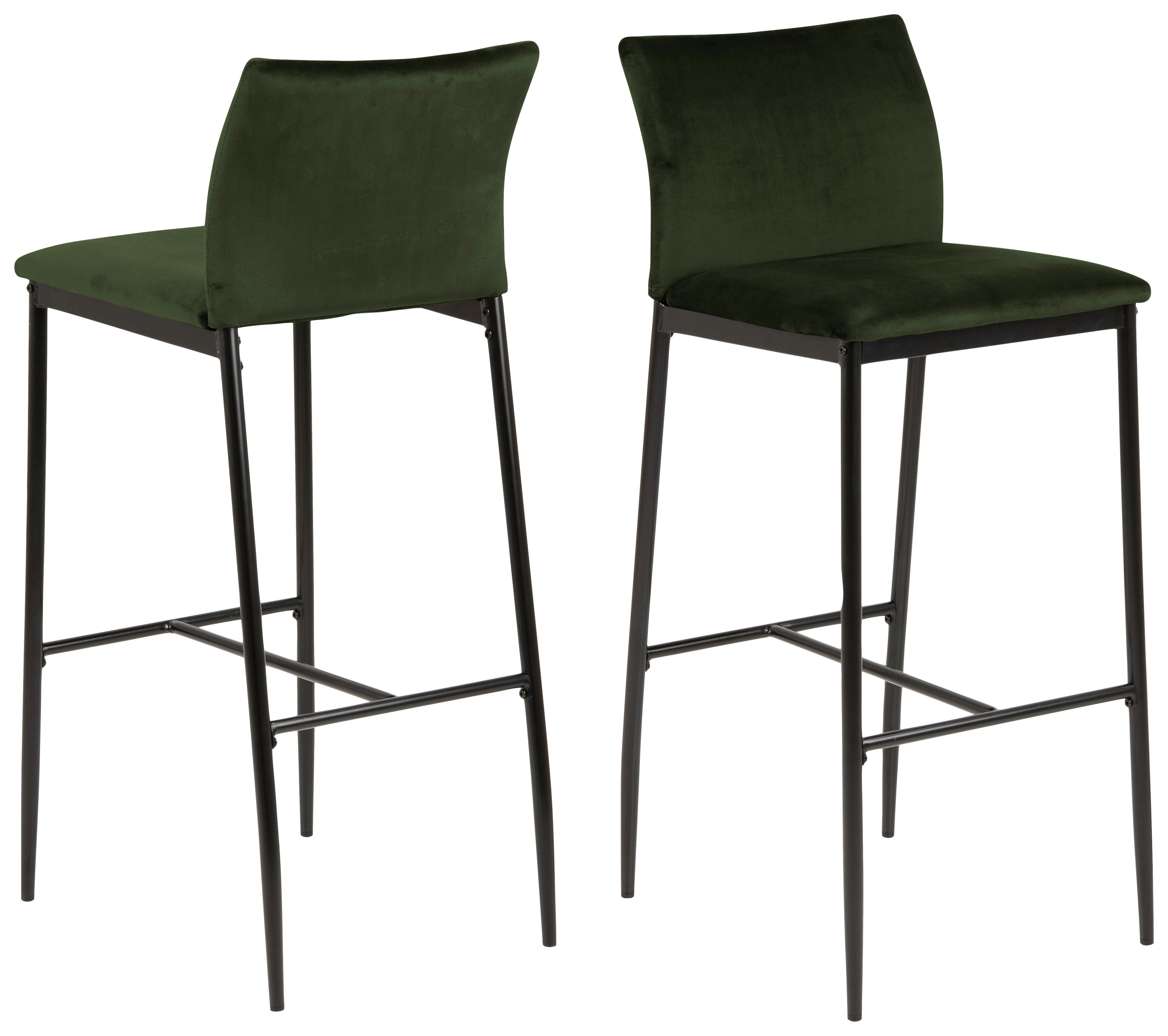 Barová Židle Demina - černá/olivově zelená, kov/textil (40,5/102/46cm)