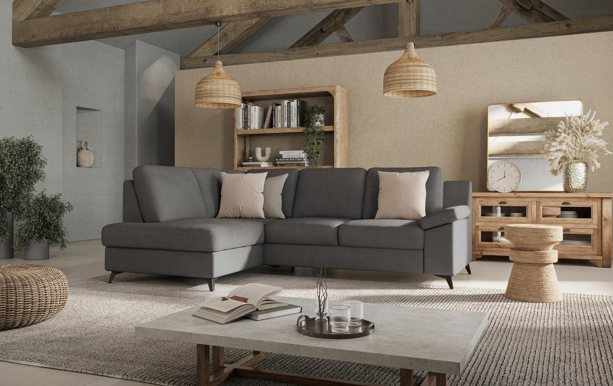 Ecksofa Boom, Dunkelgrau S: 170x242 cm - Dunkelgrau/Schwarz, KONVENTIONELL, Textil (170/242cm) - Cotta