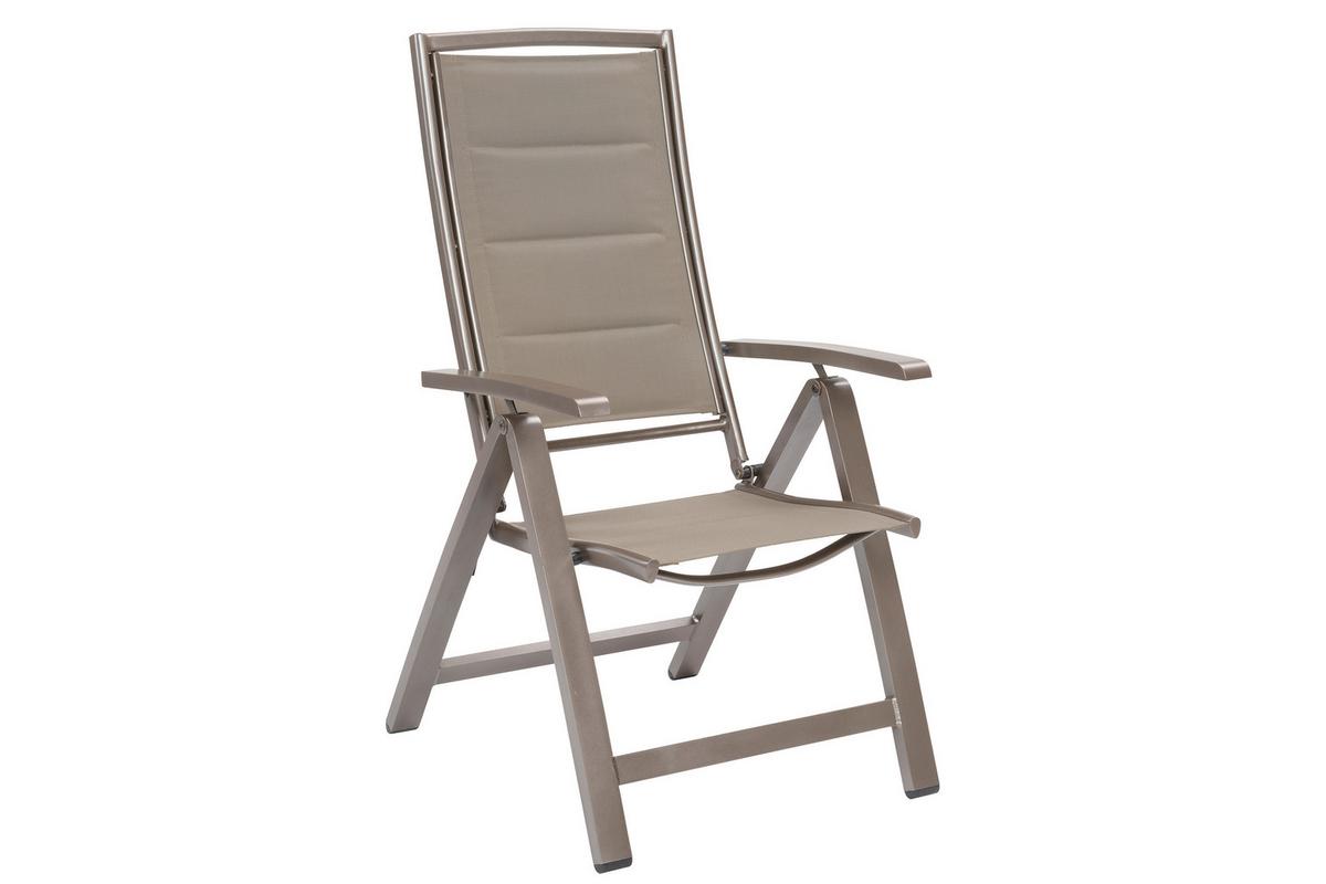 Gartentischgruppe Tinetto 5--Teilig. Aus Aluminium - Taupe/Braun, KONVENTIONELL, Glas/Textil - Gardenson