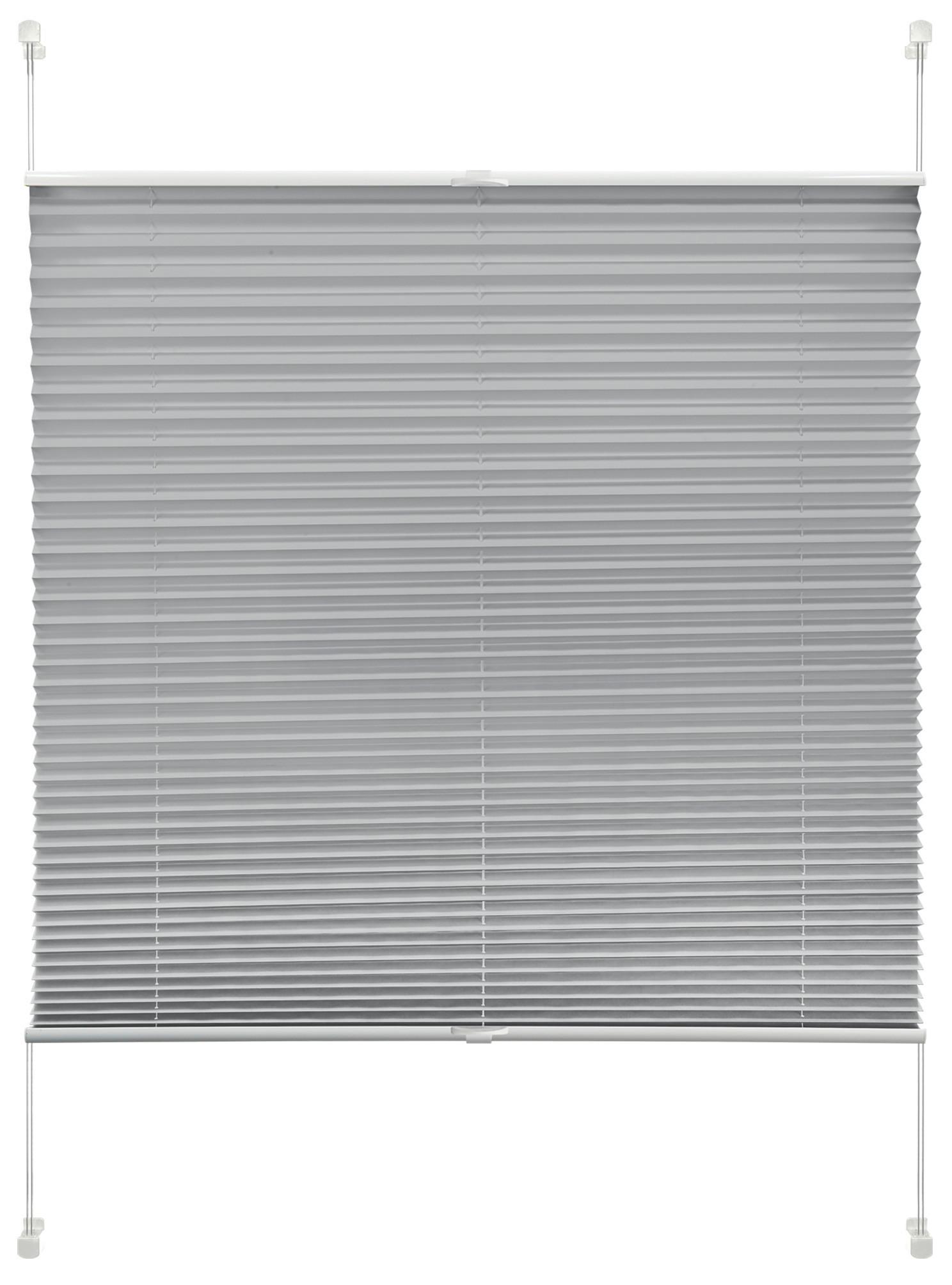 Plissee Solid Crash Silber B: 60 cm, ohne Bohren/Verspannt