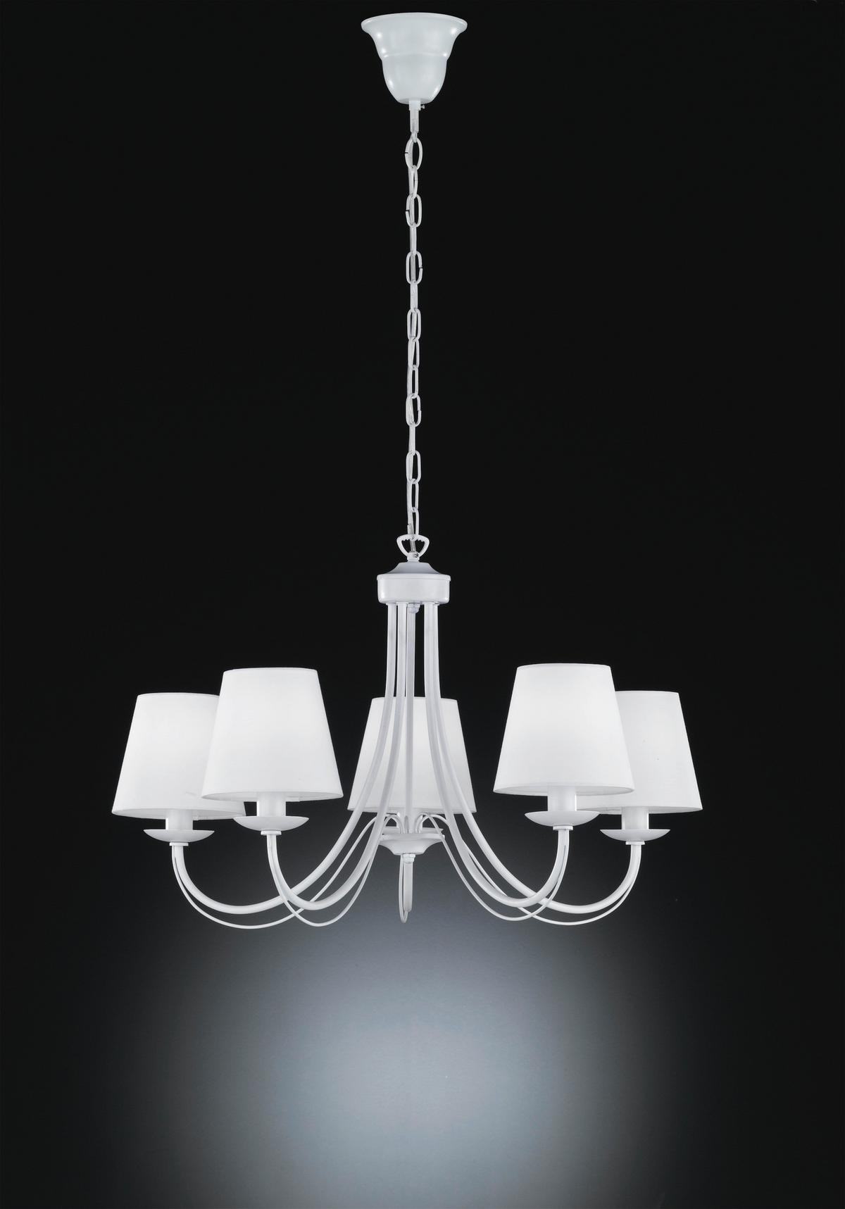 Hängeleuchte Cortez H: 150 cm 5-Flammig, Kronleuchter Weiß - Weiß, Natur, Textil/Metall (70/150cm) - Trio Leuchten