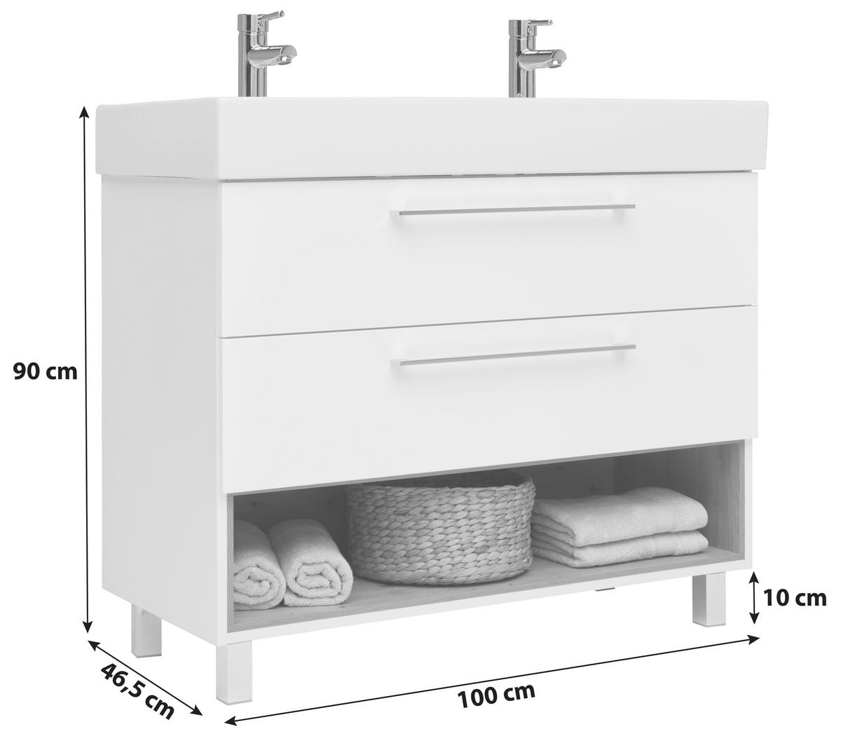 SKŘÍŇKA POD UMYVADLO MURA I WBU 100ST - bílá/barvy chromu, Moderní, kov/kompozitní dřevo (100/90/46,5cm)