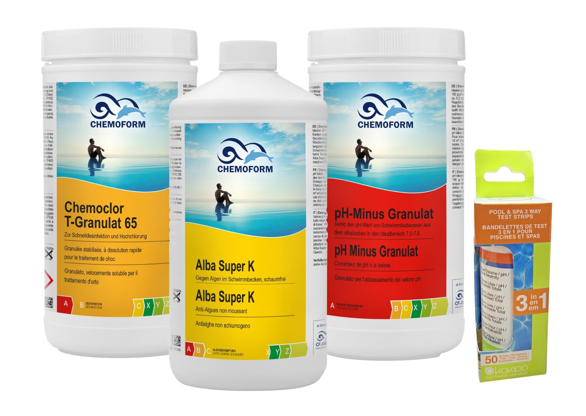 Starterset - Poolchemie 4-Tlg. Set Schnell Löslich - Multicolor, Basics, Kunststoff (30/28/12cm)