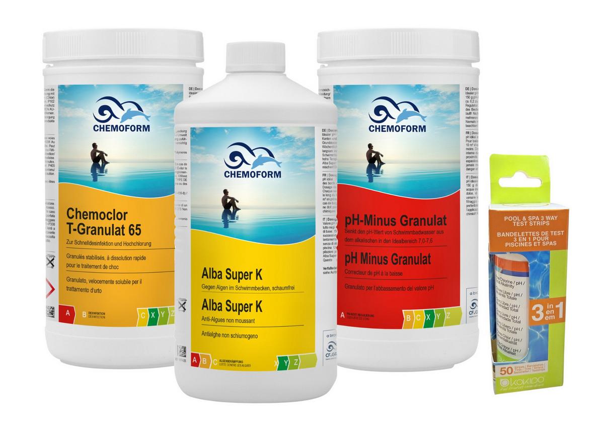 Starterset - Poolchemie 4-Tlg. Set Schnell Löslich - Multicolor, Basics, Kunststoff (30/28/12cm)