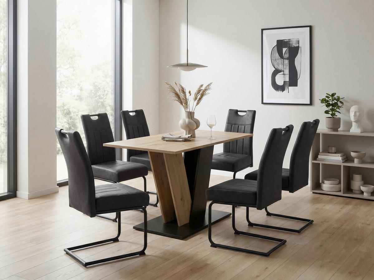 ESSTISCH JUDITH T - Schwarz/Eiche Artisan, MODERN, Holzwerkstoff (110/76/68cm) - P & B