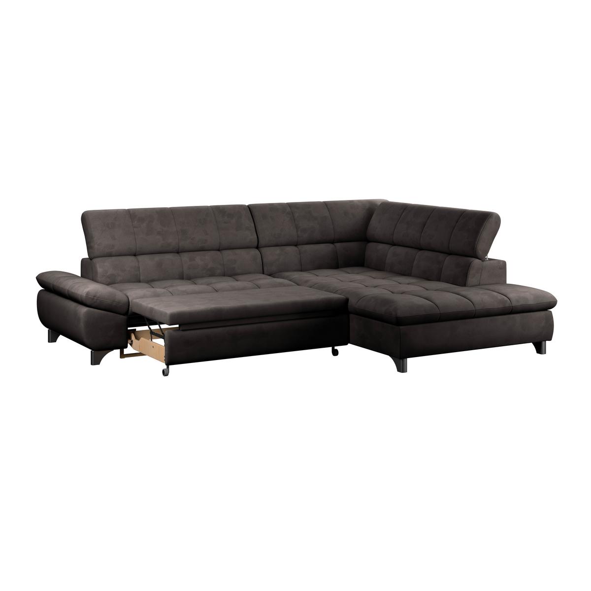 Ecksofa Gemini Graubraun, B: 312cm - Chromfarben/Graubraun, KONVENTIONELL, Textil (312/234cm)