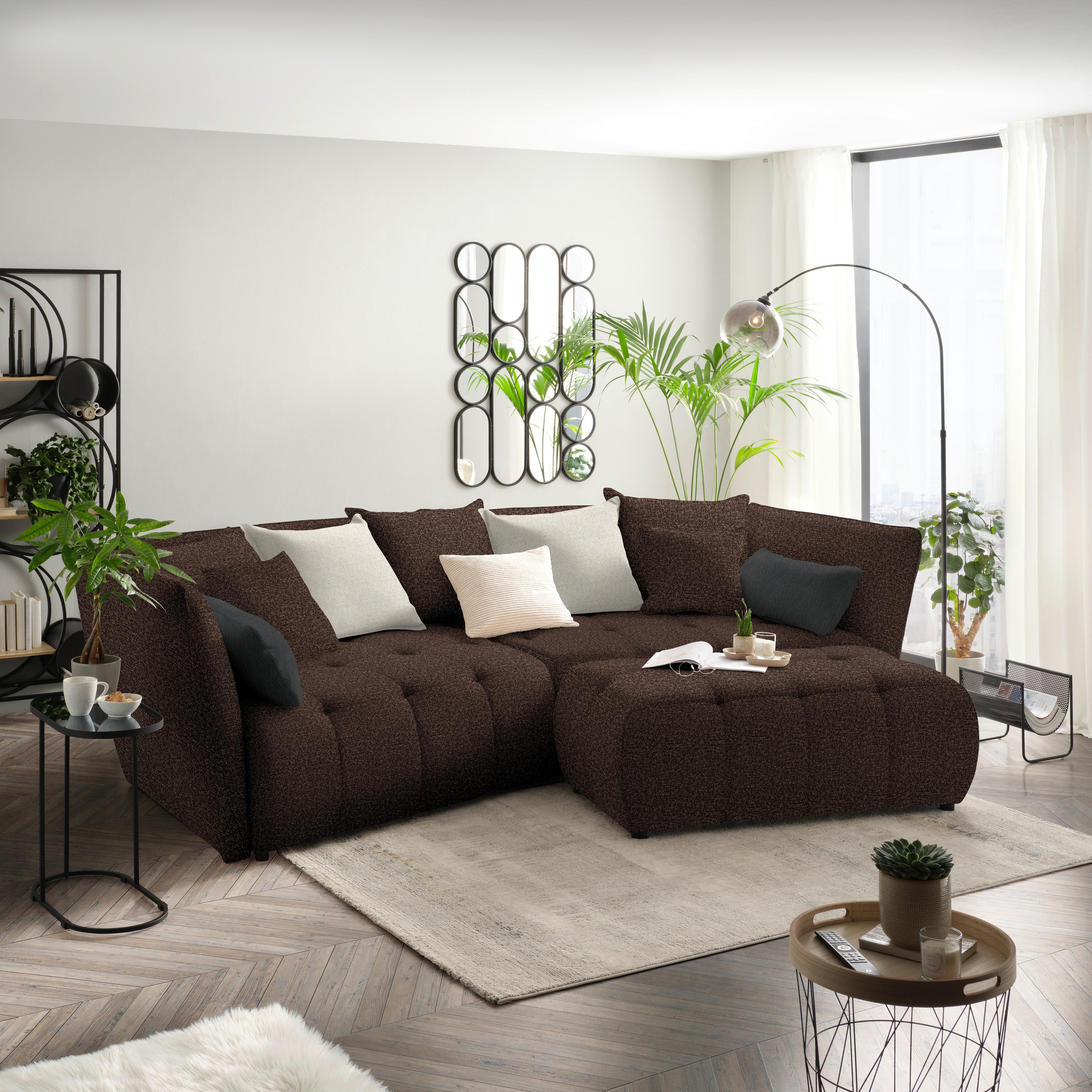 Boxspringová pohovka SOFI, hnědá, béžová - šedá/černá, Moderní, textil (294/93/152cm) - Premium Living