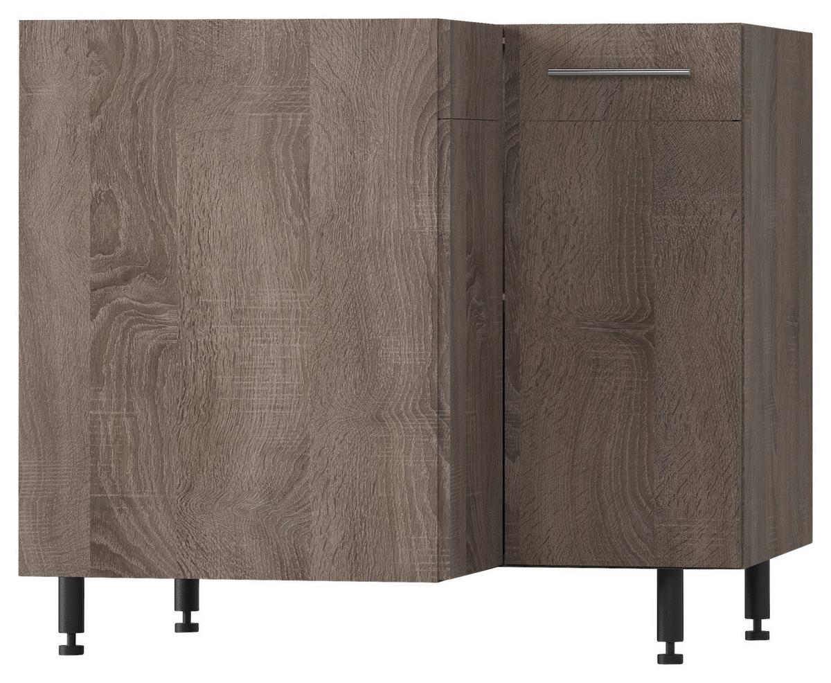 Sarok Alsószekrény Corina 2 - tölgyfa színű/fehér, Modern, műanyag/fa (90/82,4/90cm)