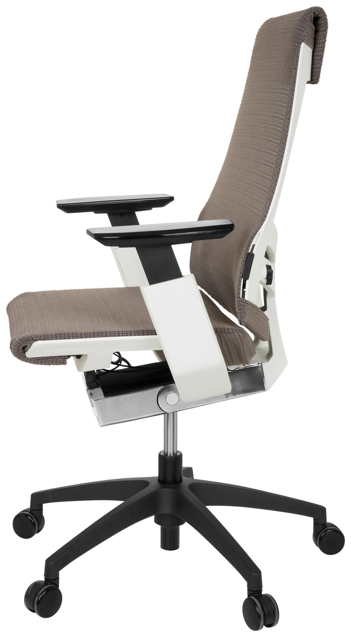 Drehstuhl Genidia Smart White Armstützen Grau Bis 120kg - Schwarz/Weiß, MODERN, Kunststoff/Textil (70/112/55cm) - MID.YOU