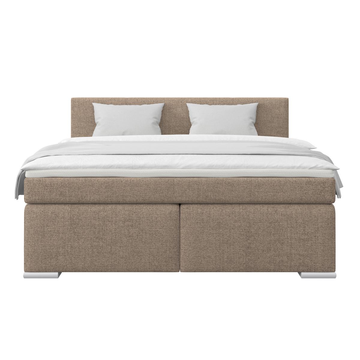 Boxspringbett Mira I Nordic, Lf: 180x200 cm - Alufarben/Cappuccino, Basics, Textil (180/200cm)