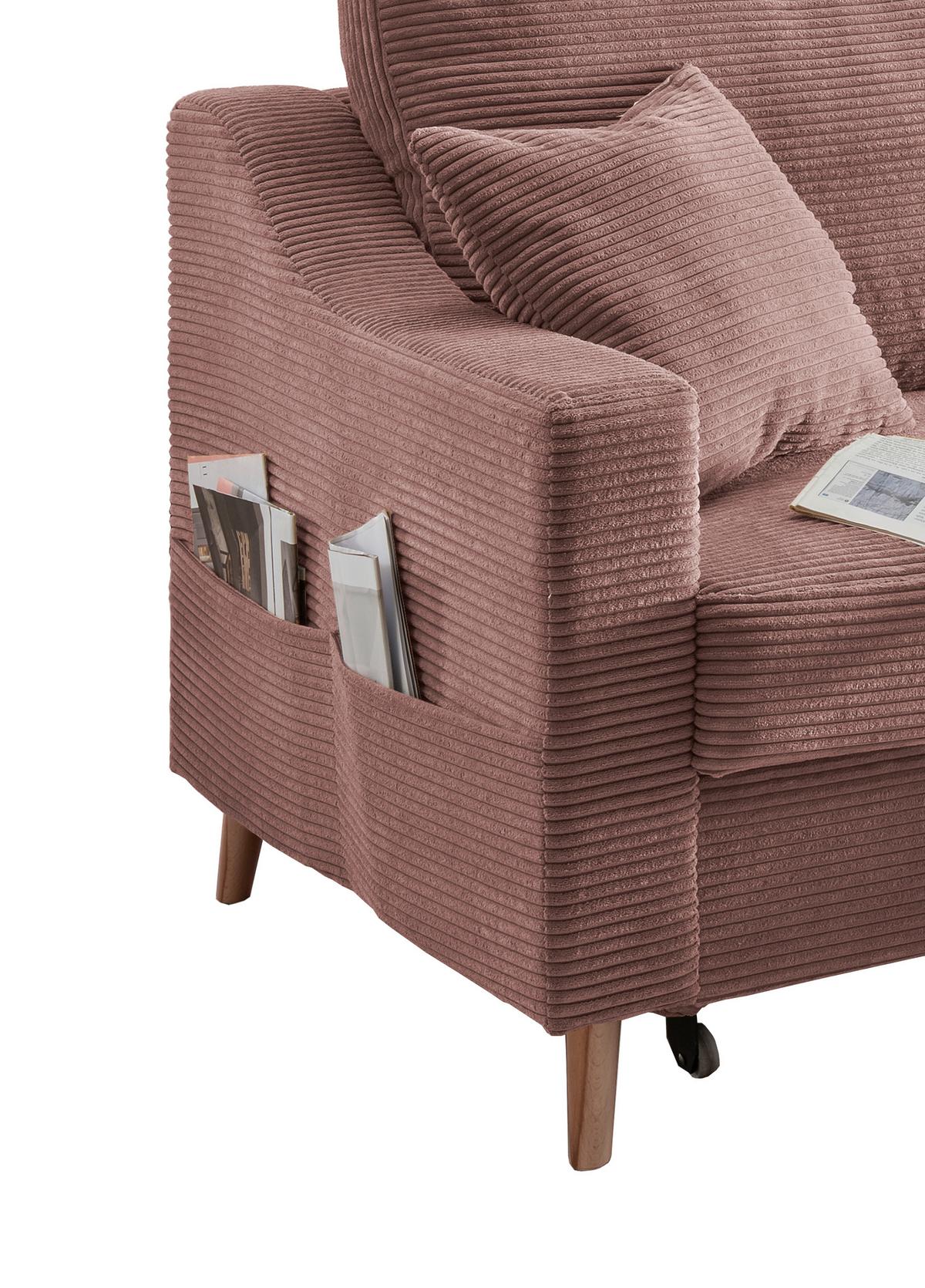 Ecksofa Valentina - Rosa/Naturfarben, Design, Textil (228/150cm) - P & B