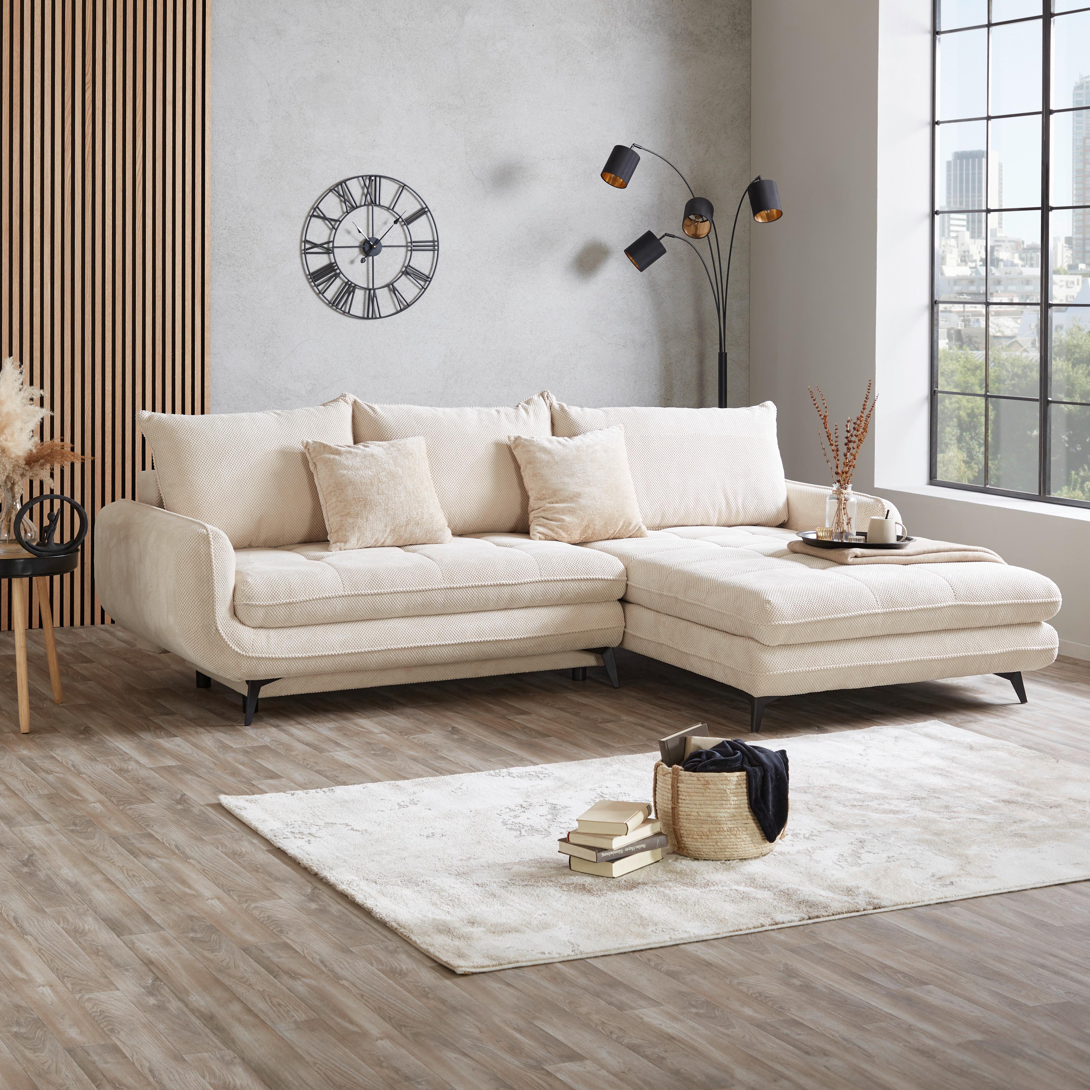 Sedacia súprava WAVE WAVE - čierna/krémová, Modern, kov/textil (266/189cm)