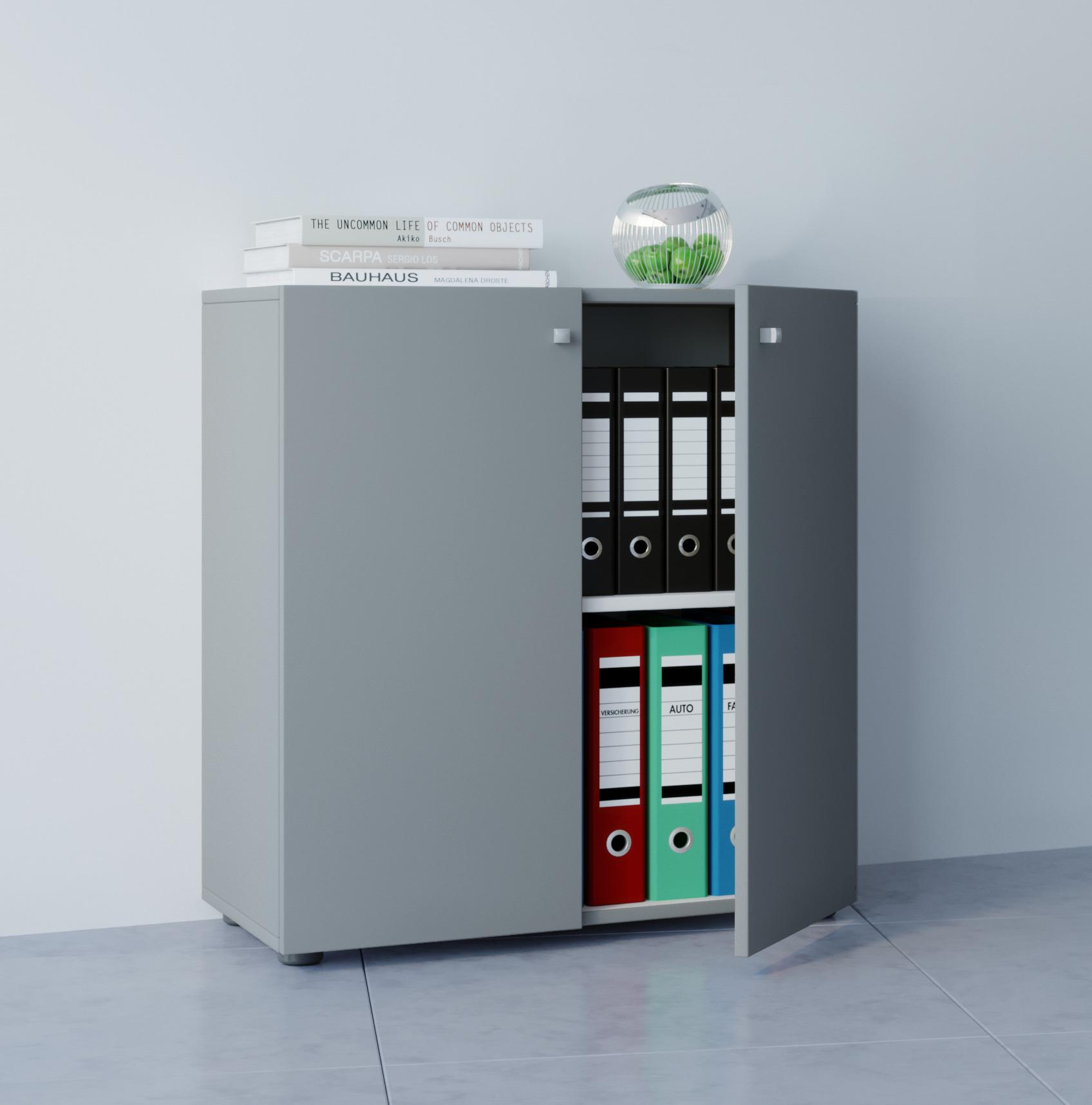 Aktenschrank Vandol Mini Grau Dekor B: 70 cm - Grau, Basics, Holzwerkstoff (70/74/39cm) - MID.YOU