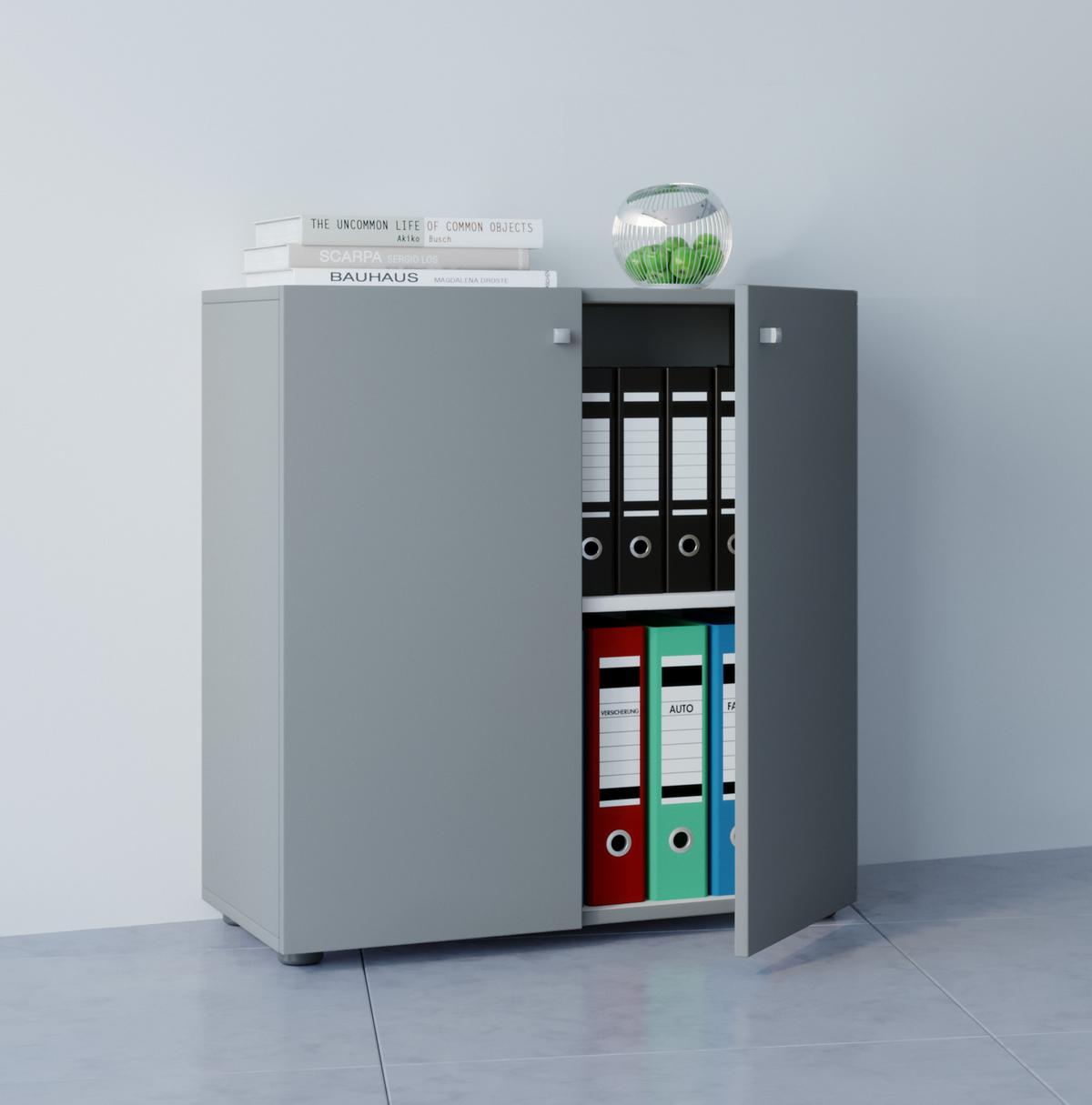 Aktenschrank Vandol Mini Grau Dekor B: 70 cm - Grau, Basics, Holzwerkstoff (70/74/39cm) - MID.YOU