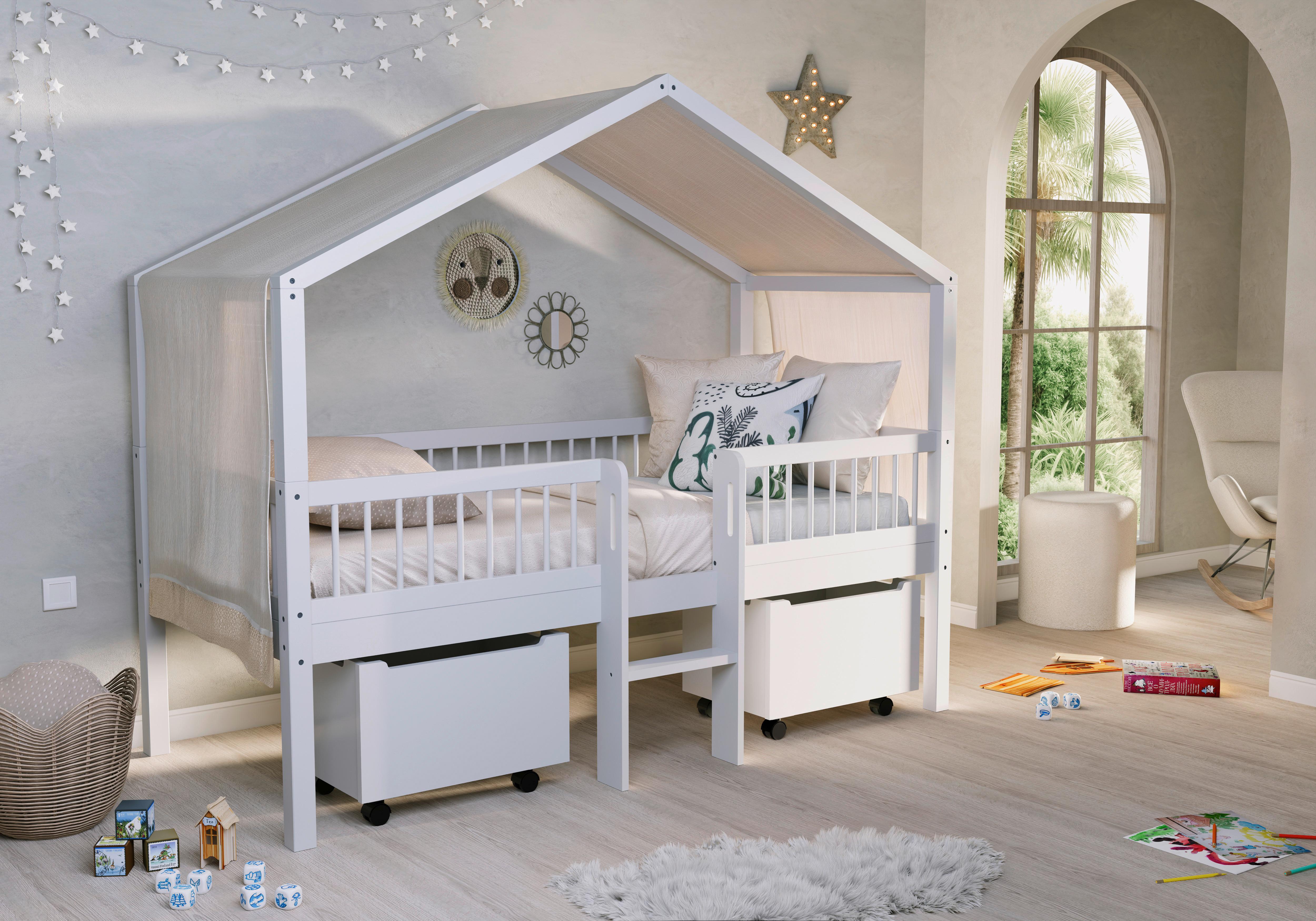 HAUSBETT Forrest Weiß 90x200cm - Weiß/Naturfarben, MODERN, Holz (90/200cm) - Vipack