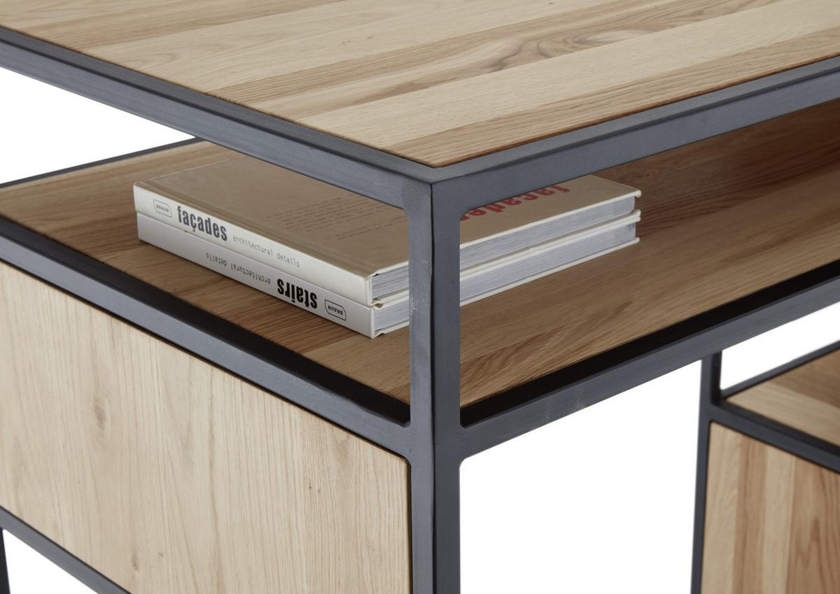 Bartisch Carlos 120x55x105 Cm Eiche Dekor Mit Stauraum - Eichefarben/Schwarz, Design, Holz/Metall (120/55/105cm) - Livetastic