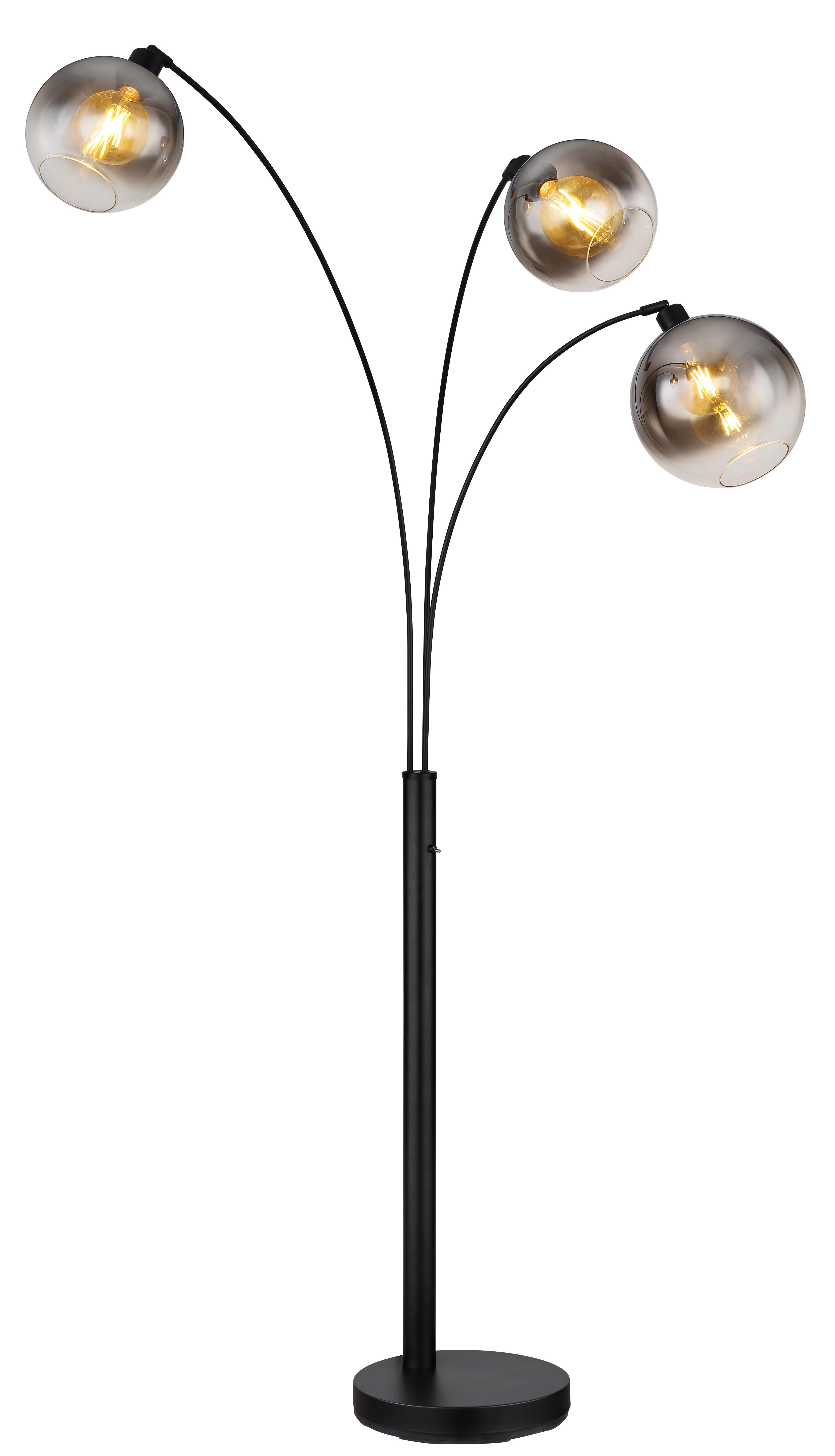 Stehleuchte 58227-3b - Schwarz, Design, Glas/Metall (105/160/200cm) - Globo