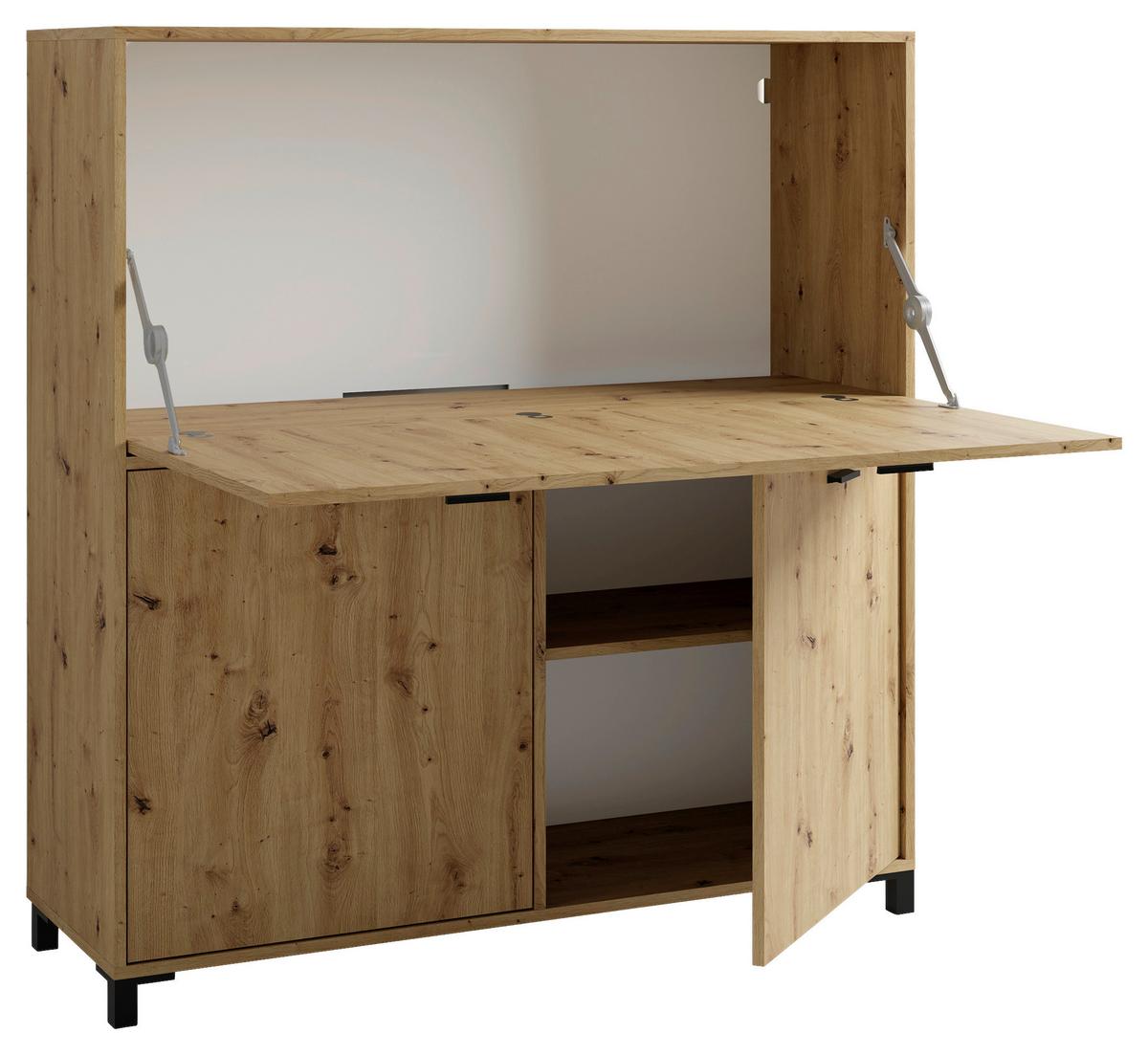 Sekretär Montana - Schwarz/Eiche Artisan, MODERN, Holzwerkstoff/Kunststoff (120/40/127cm) - MID.YOU