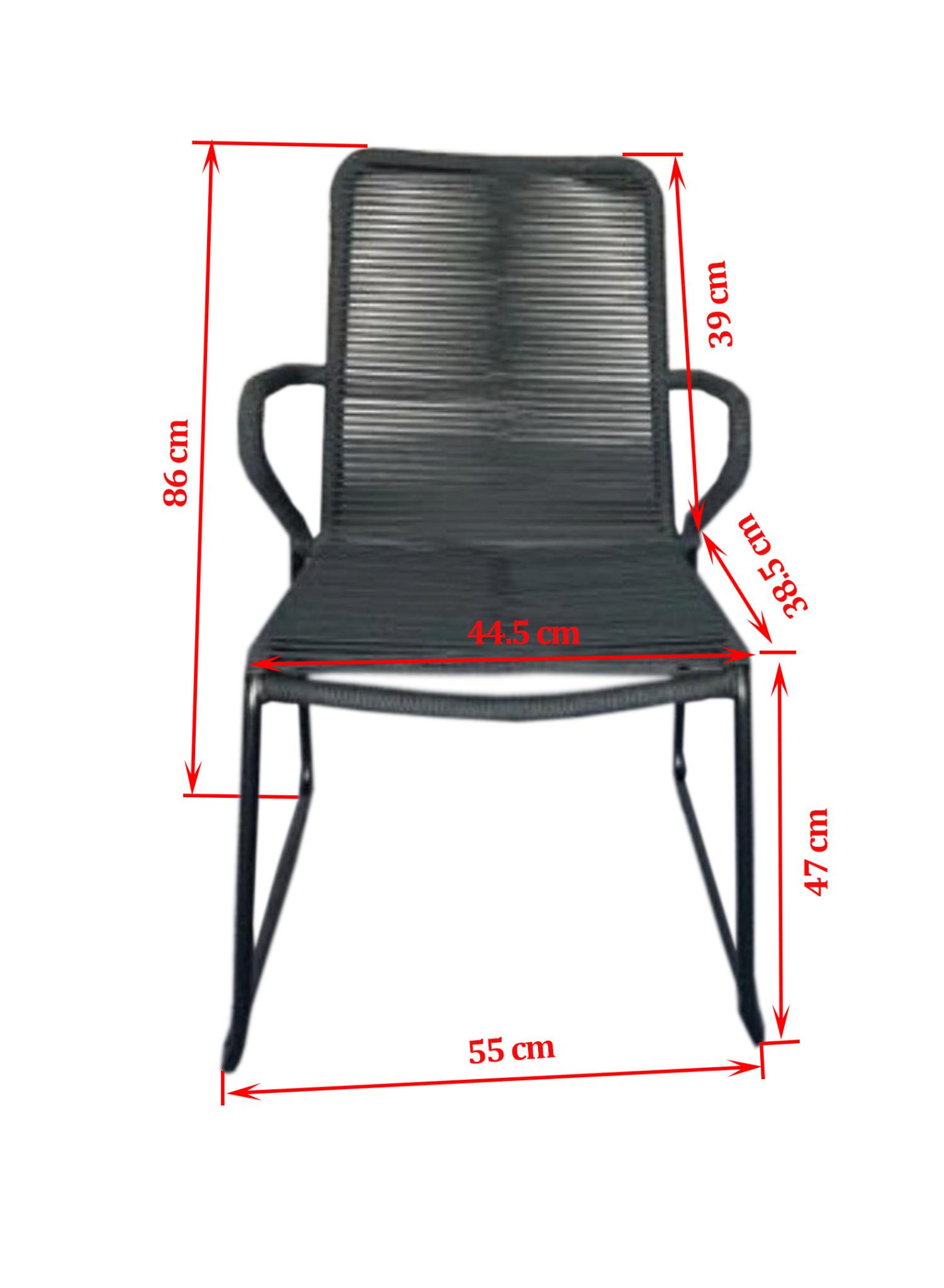 Gartenstuhl stapelbar Trendy New Carbonstahl - Anthrazit/Schwarz, MODERN, Kunststoff/Metall (58/88/54cm) - Beldano