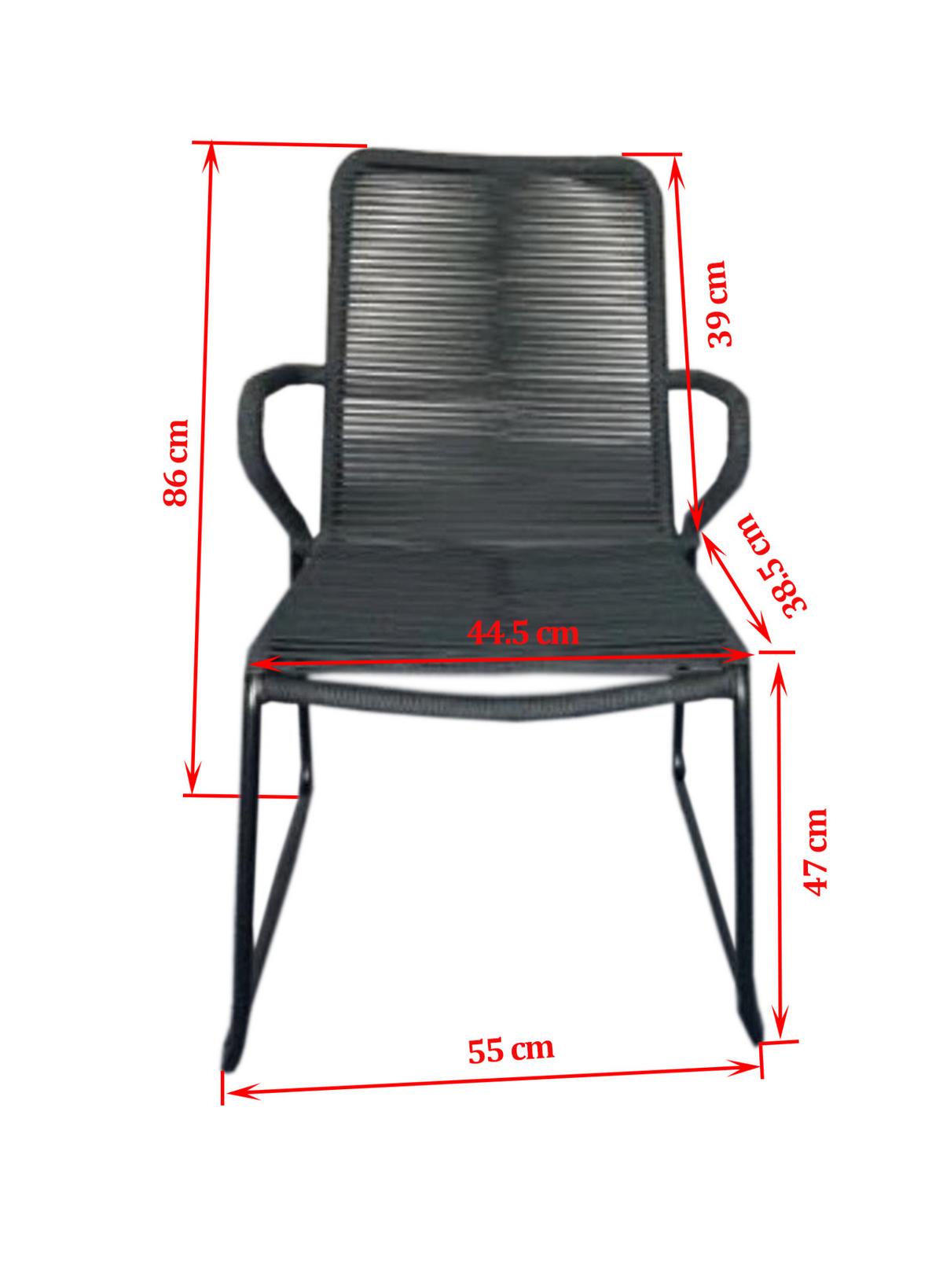 Gartenstuhl Stapelbar Trendy New Carbonstahl - Anthrazit/Schwarz, MODERN, Kunststoff/Metall (58/88/54cm) - Beldano