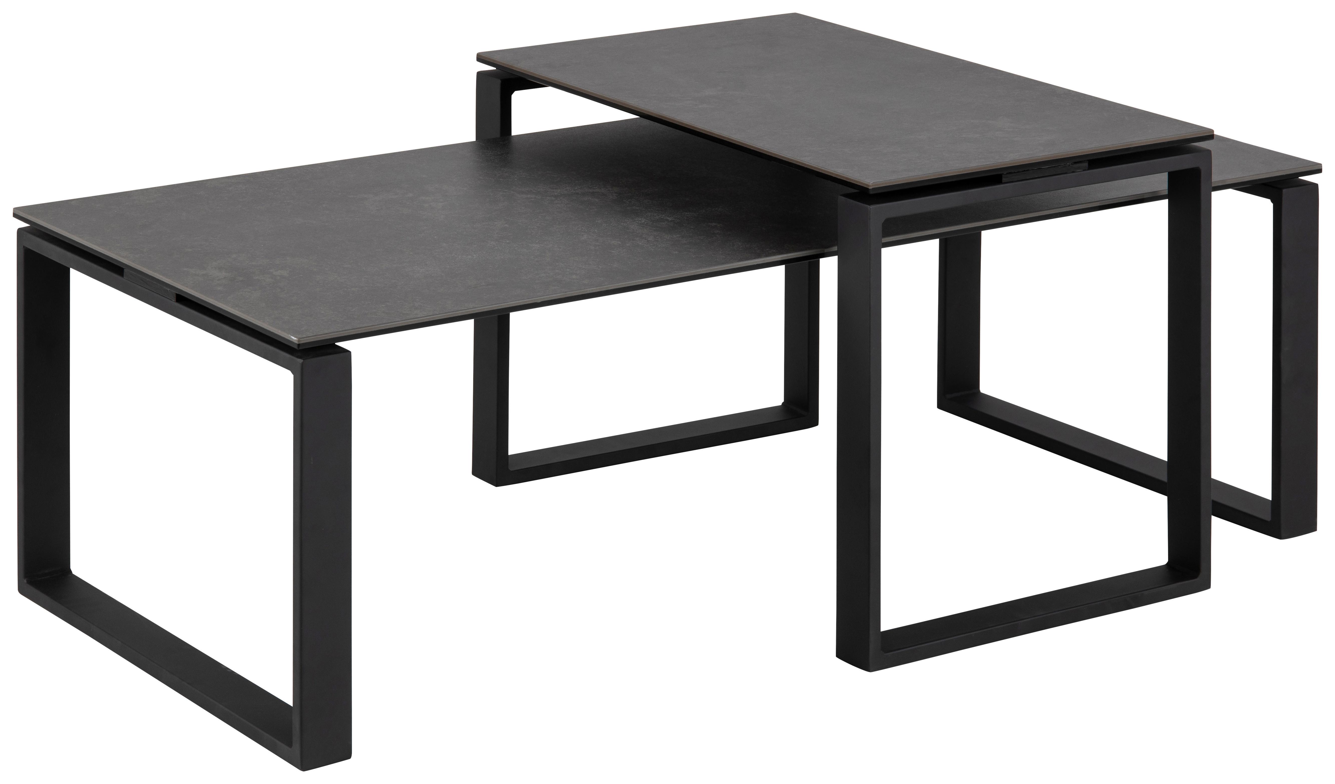 Couchtisch Set 2-teilig Katrine Schwarz - Schwarz, Trend, Glas/Metall (115/55/45cm) - MID.YOU