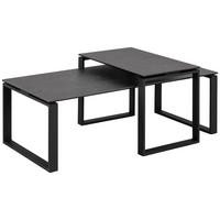 Dohányzóasztal Szett Katrin - fekete, Trend, Üveg/fém (115/55/45cm) - MID.YOU