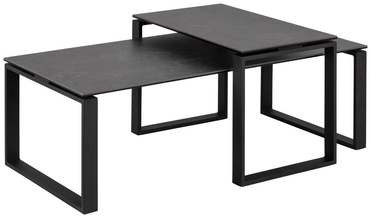 Dohányzóasztal Szett Katrin - fekete, Trend, Üveg/fém (115/55/45cm) - MID.YOU