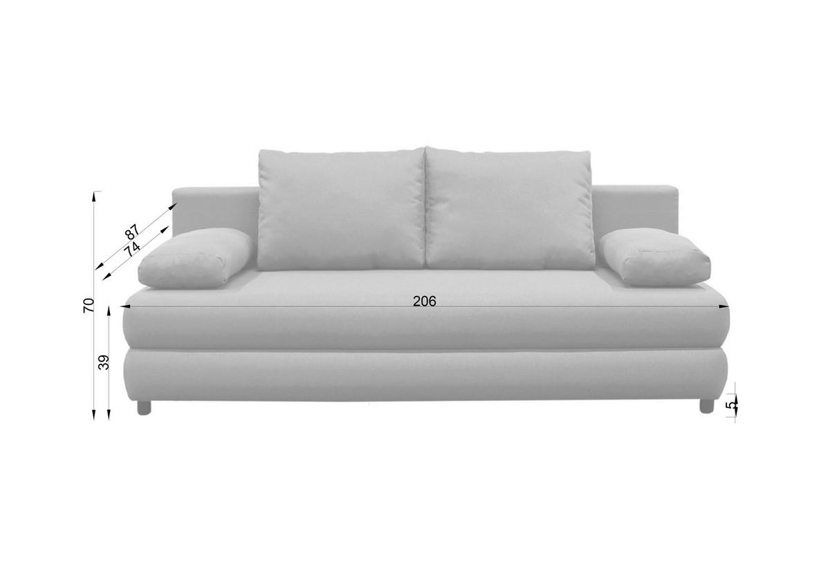 Schlafsofa Mela Rosa B: 200 cm - Schwarz/Rosa, Design, Textil (200/88/87cm) - P & B
