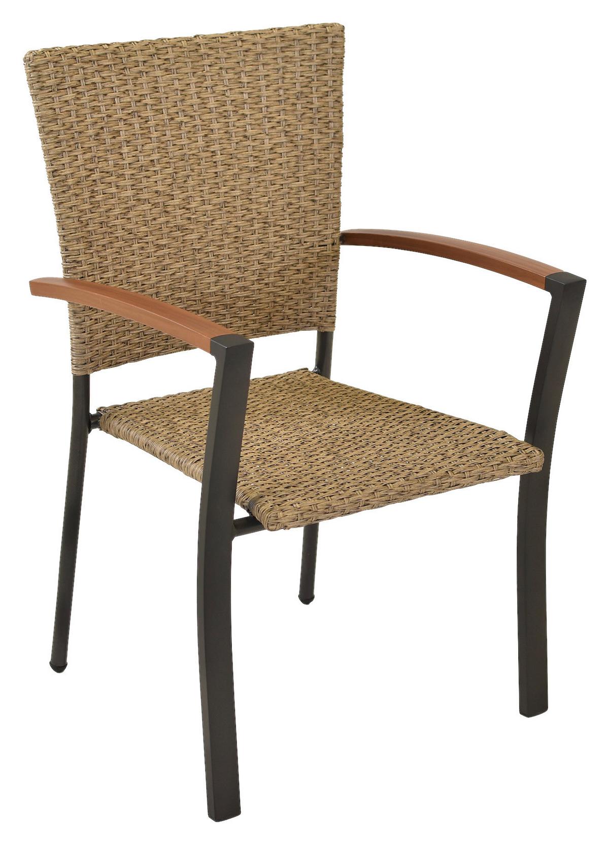 Stapelsessel Teramo 2er-Set - Graphitfarben/Naturfarben, MODERN, Kunststoff/Metall (57/94/56cm) - Gardenson