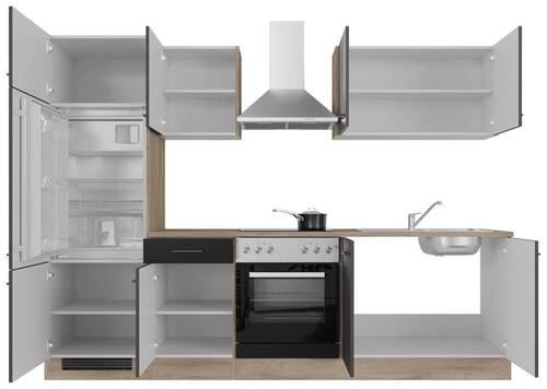Küchenblock Capri Eiche/schwarz B: 270 Cm - Eichefarben/Schwarz, MODERN, Holzwerkstoff (270cm) - FlexWell