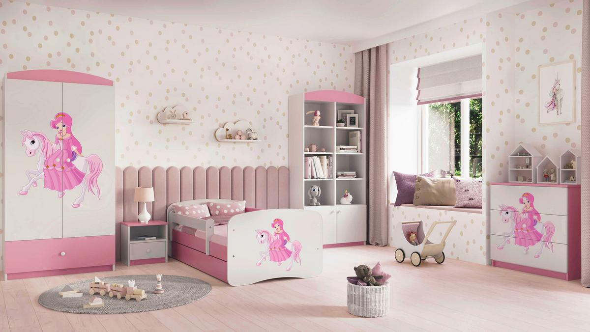 Kinder-/Juniorbett Babydreams inkl. Matratze 80x160 - Pink/Birkefarben, MODERN, Holz/Holzwerkstoff (80/160cm) - MID.YOU