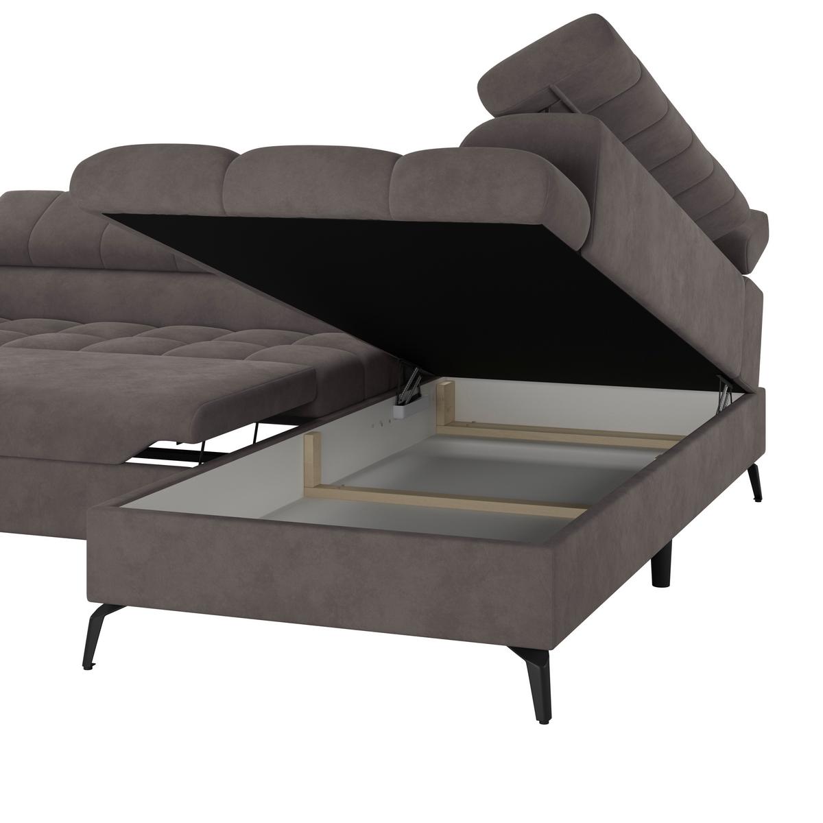 Ecksofa Volf Rechts New Graphitfarben, S: 261x203 cm - Dunkelgrau/Schwarz, Trend, Kunststoff/Textil (261/203cm)
