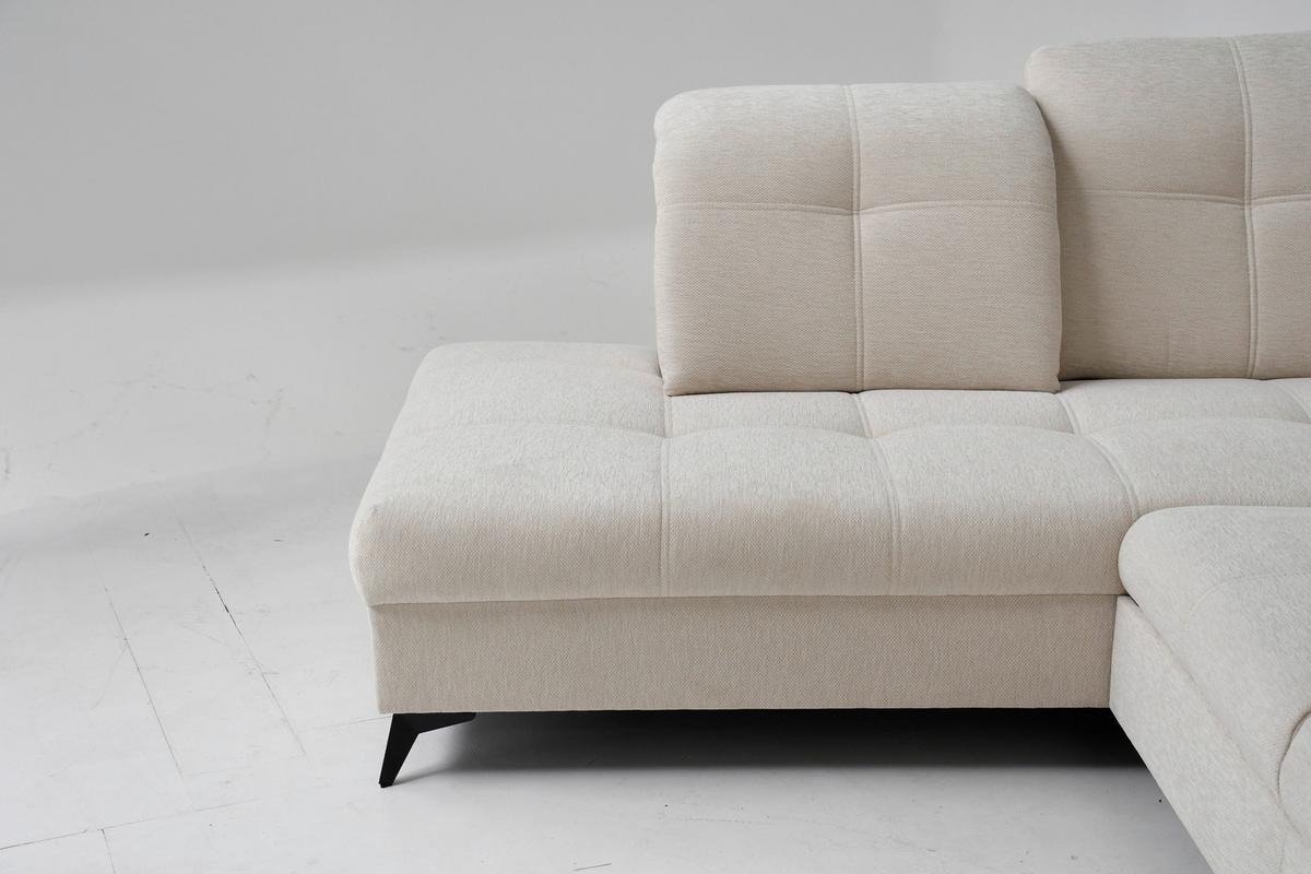 Rohová sedačka SIERRA, levá, béžová žinylka MIU - černá/béžová, Moderní, kov/textil (230/181cm) - Mömax