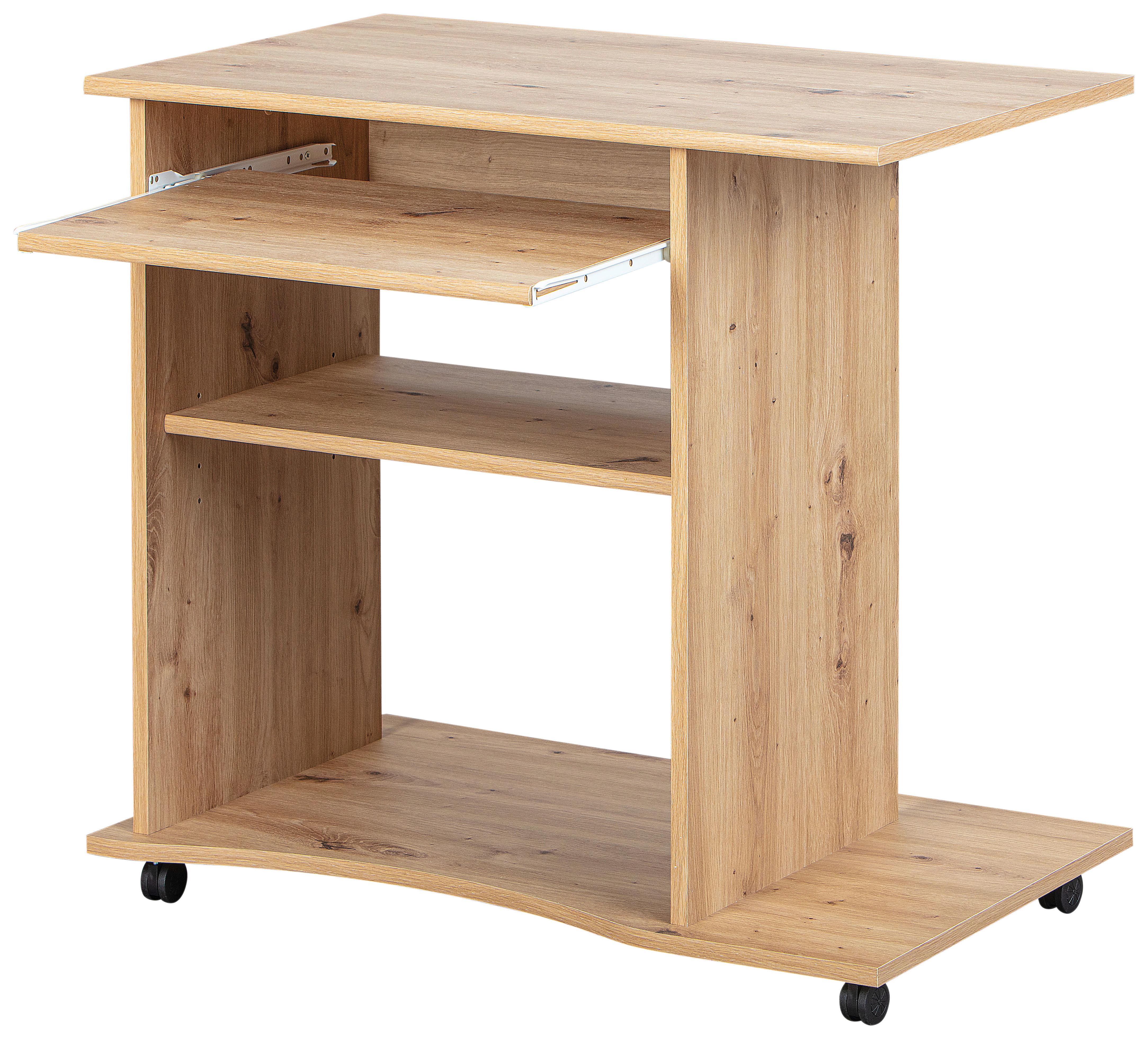 Computertisch mit Auszug B 80cm H 75cm Addu Eiche Dekor - Eichefarben, KONVENTIONELL, Holzwerkstoff/Kunststoff (80/50/75cm) - MID.YOU