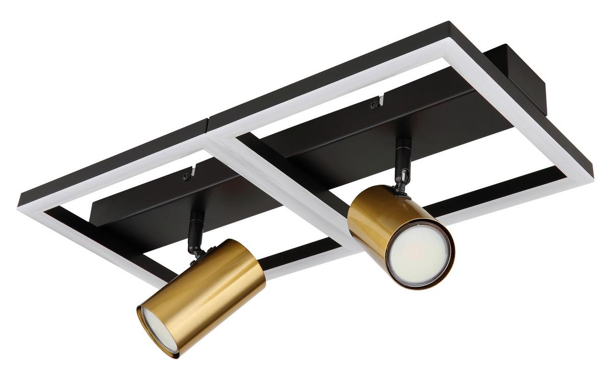 Led Falilámpa 57032-2 - fekete/sárgarézszínű, Design, műanyag/fém (44/22/15,5cm) - Globo