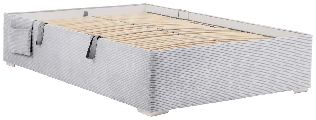 Posteľ Remi s bočnicami 140x200, poťah svetlosivý - prírodná farba/svetlosivá, Konventionell, drevo/textil (140/200cm)