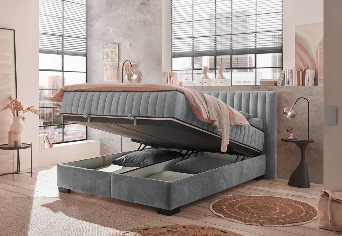 Boxbett Nagol C - Anthrazit/Schwarz, MODERN, Holzwerkstoff/Textil (160/200cm) - MID.YOU
